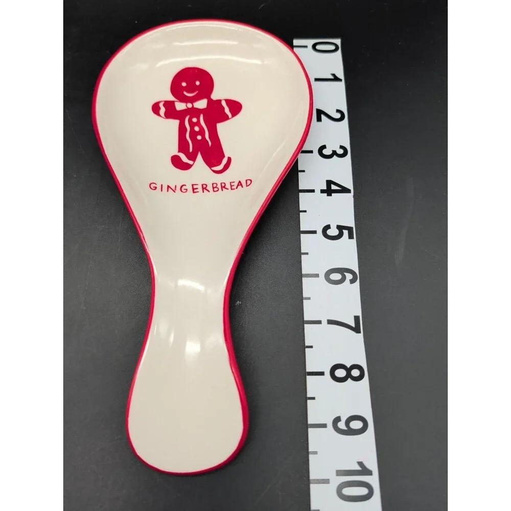 Molly Hatch Gingerbread Spoon Rest Red White Christmas Holiday
